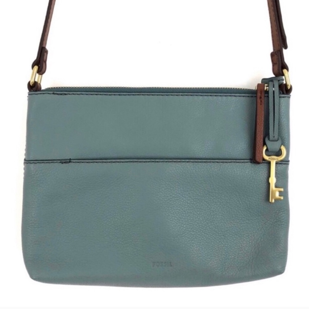 Fossil Leather Crossbody Bag NWOT Blue Brown